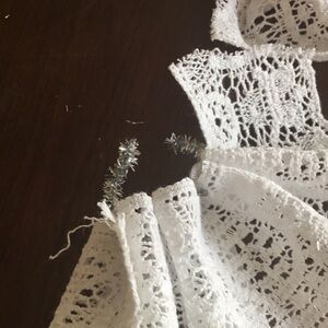 White Lace Fabric with Silver Accents